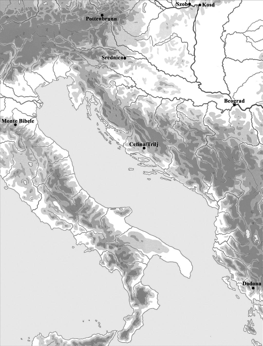 Fig. 3. Map presenting the major sites mentioned in the text nean.