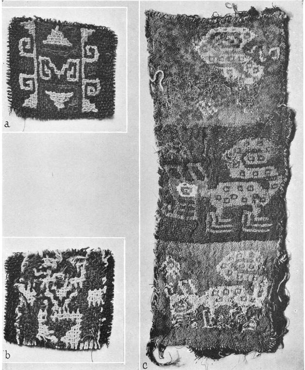 1 1.4~~ 11. Ancient Peruvian Triple Cloth. a. Three-colored face. b.