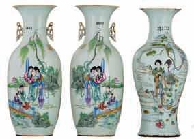 LOT 432 Two Chinese famille rose and polychrome footed plates, decorated with flowers, bats and auspicious