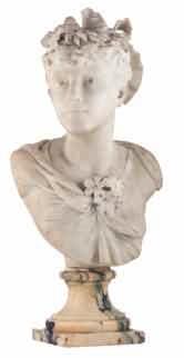 LOT 565 Cattin, a bust of a girl, white marble, H 40 cm 200-400 LOT 566 A