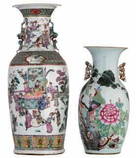 1500-2000 LOT 33 Two Chinese famille rose vases, one vase decorated with playing children, the other vase decorated