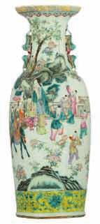 Chinese famille verte Hu vase, overall decorated with