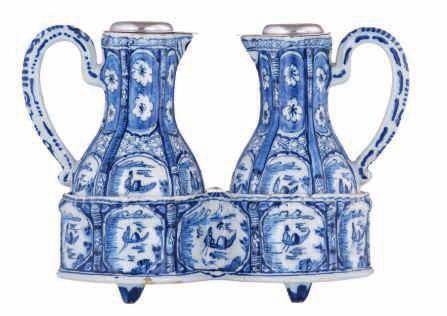 200-300 LOT 622 An 18thC blue and white decorated earthenware, probably Lille, tobacco
