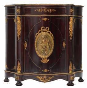 style ebonised wooden meuble d appui with gilt bronze mounts and a Carrara marble