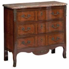 LOT 671 A Flemish commode with bronze mounts and a faux parquetry ebony painted