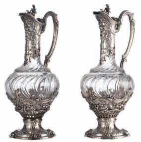 LOT 722 A pair of silver neoclassical candlesticks, Antwerp hallmark 1815-1830, H 29,8 cm, Total silver weight 680 g LOT 723 A pair of late 19thC French