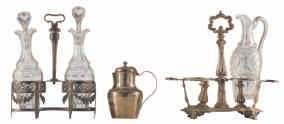 LOT 755 LOT 756 LOT 757 A charming lot of various silver objets de vertu etc, all later 19thC, added a crystal perfume bottle with a silver mount and an alpaca