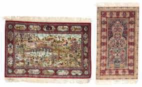 floral decorated prayer rugs, Kashmir, 77 x 114-113 x 77