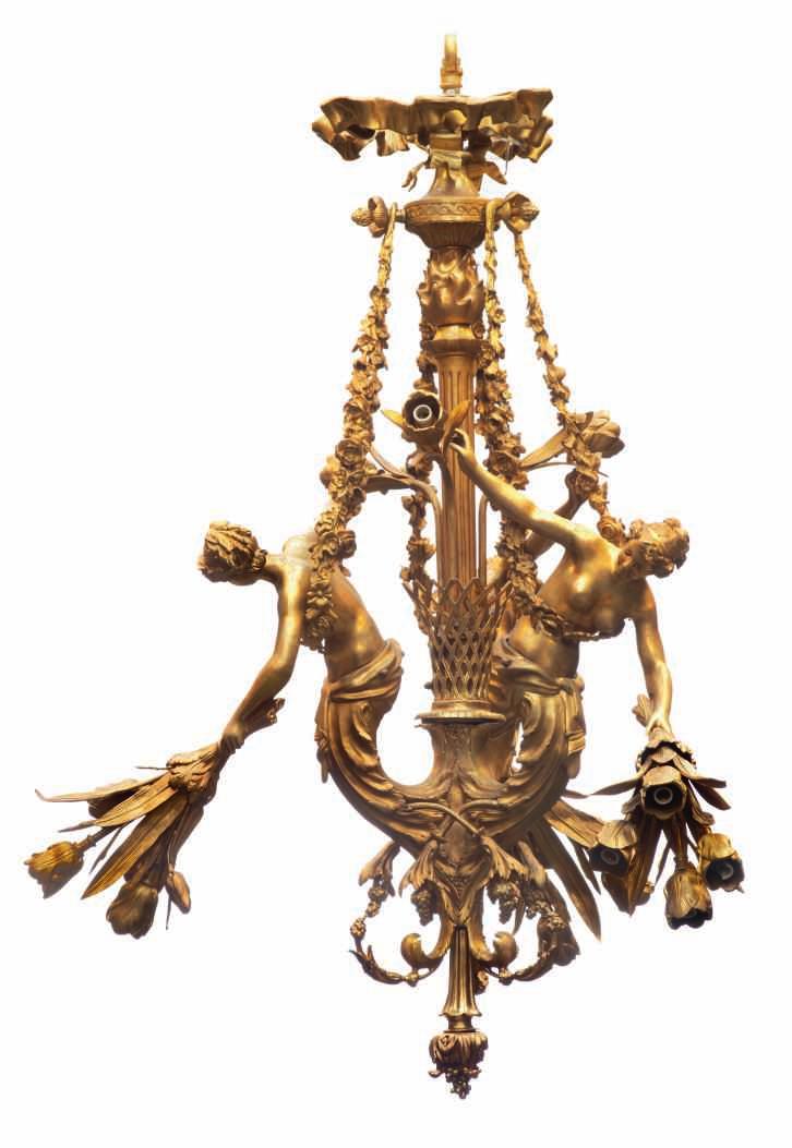 177 LOT 798 A rare gilt bronze belle epoque chandelier depicting ladies
