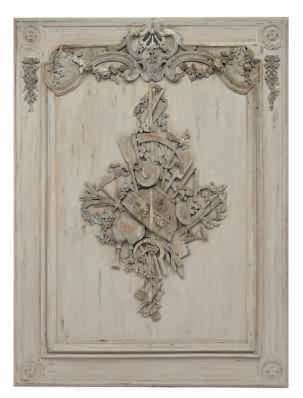 panelling, H 166 - W 125 cm 192 LOT 865 A late belle epoque wrought iron and colored glass