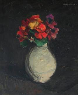 with flowers, oil on panel, 20,5 x 28 cm Is possibly subject of the SABAM legislation / consult