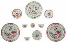 LOT 152 Two Chinese blue and white floral decorated export porcelain plates and two ditto dishes,