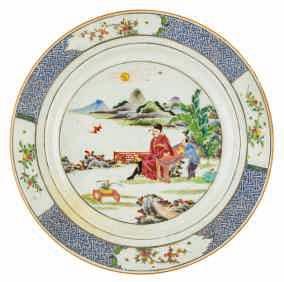 plate, decorated with birds and flower branches, 18thC, ø