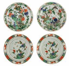 floral decorated dishes, 18thC, ø 22-23 cm LOT 162 A