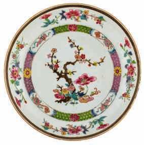and gold enamel decorated with flowering shrubs in Imari style, added