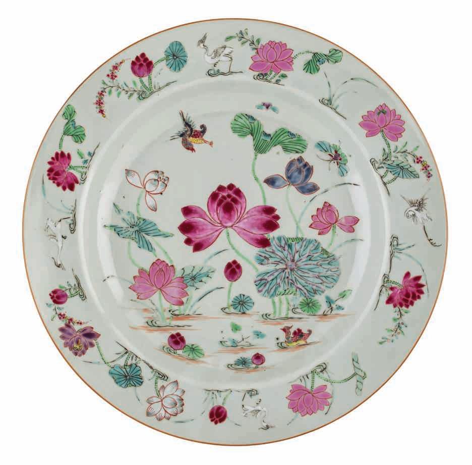 39 LOT 170 A Chinese famille rose deep plate, decorated