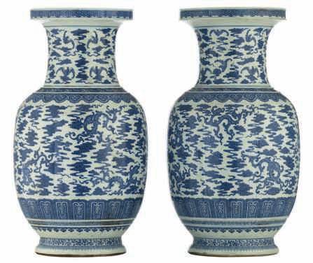 cm 1000-1500 48 LOT 202 Two Chinese famille rose vases, overall decorated with a