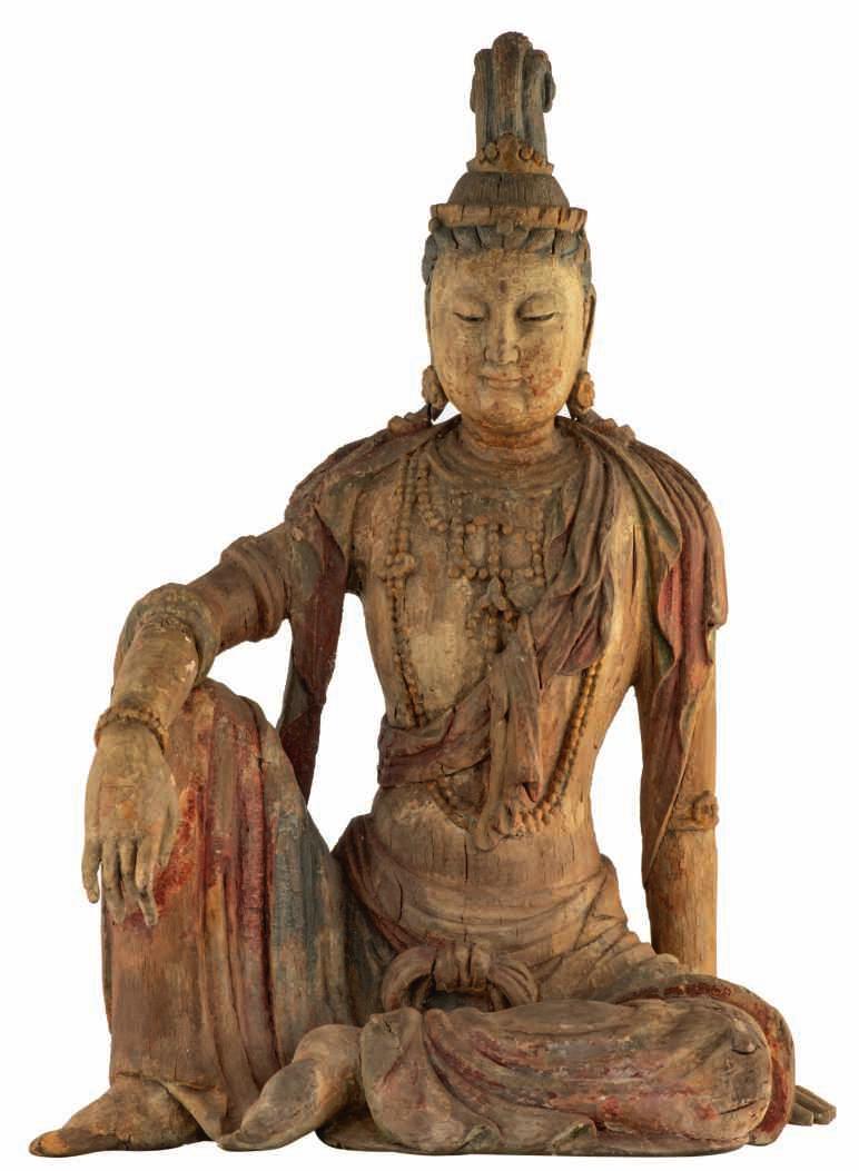 4 LOT 1 Guanyin Pusa (Sk. Avalokitesvara) sits in dawang youxizi (Sk. Maharajalilasana), posture of royal ease.