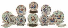 saucers, 18thC and 19thC, H 3,2-8,7 - ø 9-15 cm LOT 270 Two large Japanese Arita Imari bowls, one with a five