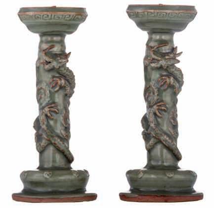 urns with an oval ribbed shape, one relief decorated on the