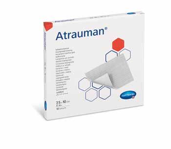 Atrauman Atraumatic wound contact layer Latex free PROVIDES PROTECTS THE WOUND REMOVES KILLS AND /OR REMOVES BACTERIA - - FEATURES & BENEFITS: Provides a moist, protective wound contact layer