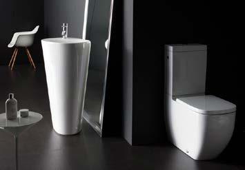 Signature pieces of the collection are the beautiful Menhir freestanding washbasin and the solid surface bath.