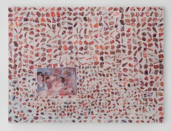 Luther Price, Fibroid Kitchen Party, 2015, vellum on canvas Taking Barthes conception of the punctum as a wound or a tear, both the deformed bodies in the slides and the slides themselves feature