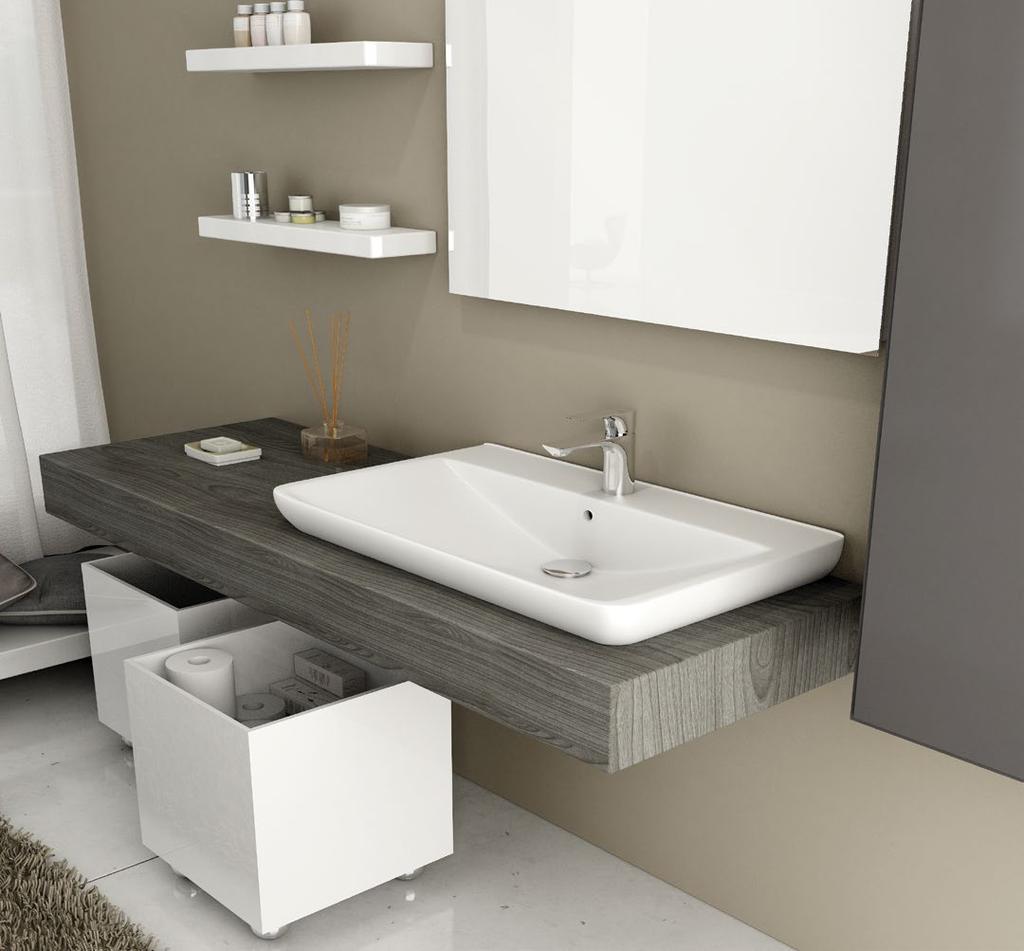 and 97 cm counter-top washbasins pose as the ideal solution for those who