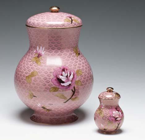 Medium Pink Rose Urn Material Brass with enamel detail Code CL-Pink-M Size 6 Tall Capacity 0.