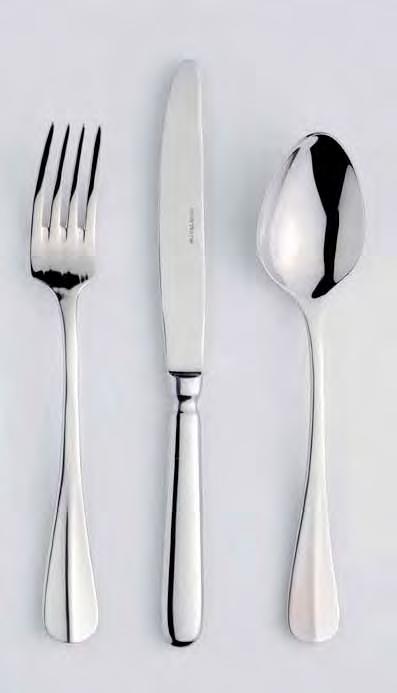 Baguette LM Article Description Length Gage 13: Master 2610-1 table fork 208 2,5 261013 300 2610-2 table spoon 208 2,5 261020 300 2610-5 table knife mono 238 111 gr 261051 240 2610-14 dessert fork