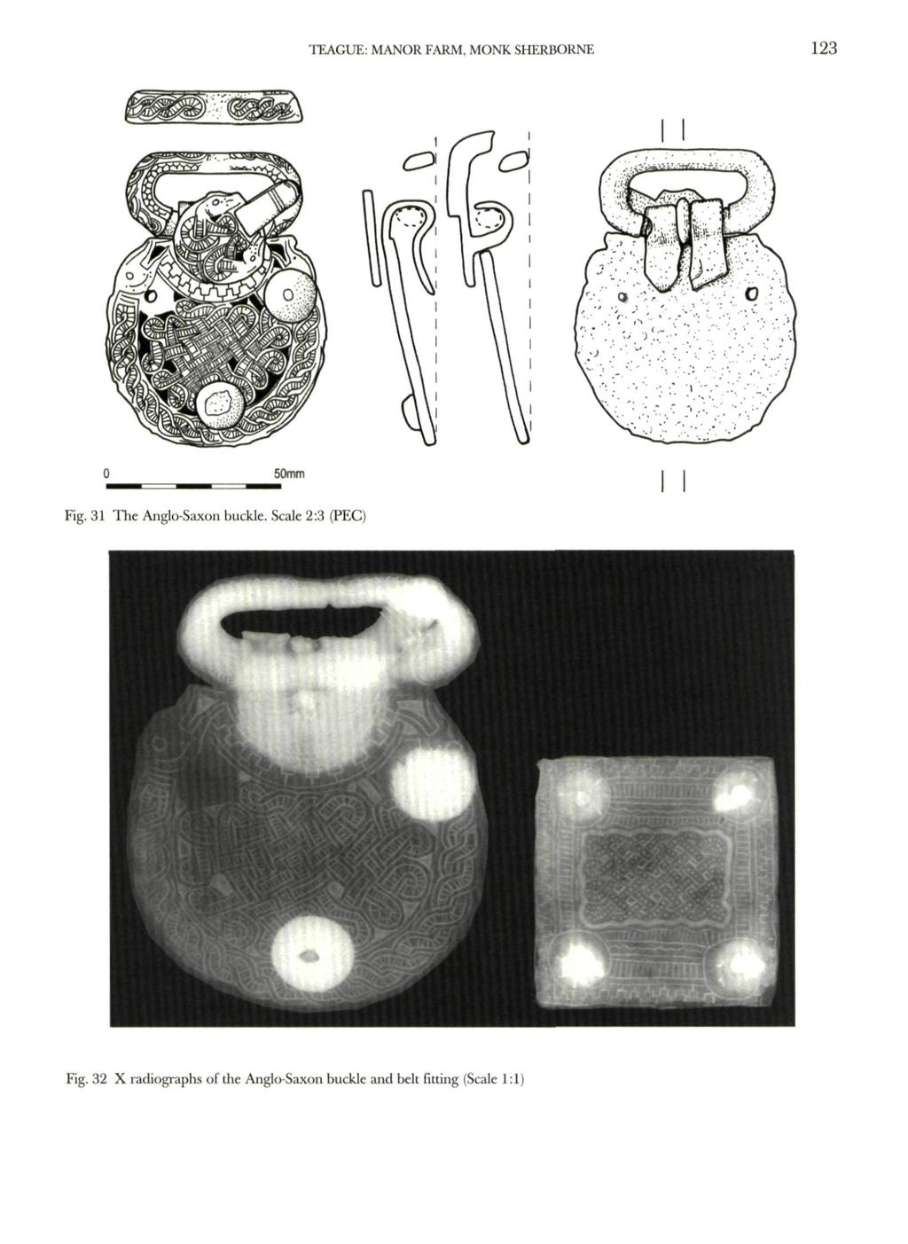 TEAGUE: MANOR FARM. MONK SHERBORNE 123 50mm Fig. 31 'Die Anglo-Saxon buckle.