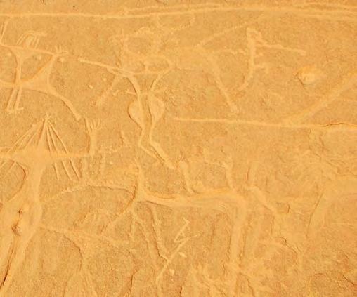 A different rare motif was found at Al Graniya, a site with a cluster of tumuli and Safaitic inscriptions.