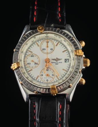 A gentleman s stainless steel automatic chronograph, chronomat wristwatch the off-white dial 31mm diameter with baton markers, date aperture and three