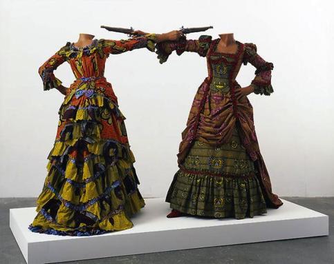 Yinka Shanibare Nigerian artists living in UK Known for using batik in costumed dioramas that explore race and colonialism, Yinka Shonibare MBE also employs painting, sculpture,