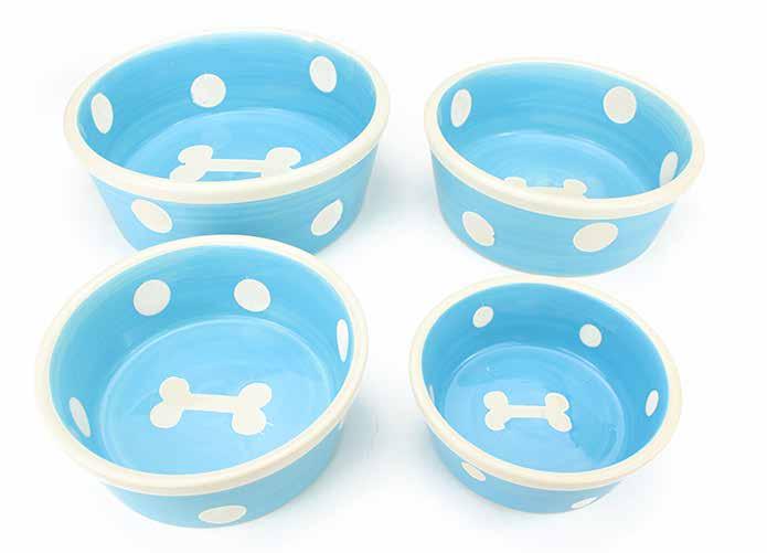 Dog Bowls DB-J013 Set of 2 Blue Striped Bowls