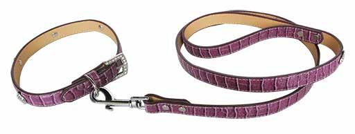 Dog Collars, Leads & Harnesses Collar: Lead: CR-N012P Purple Collar - 15mm with Rhinstone Hearts $6.