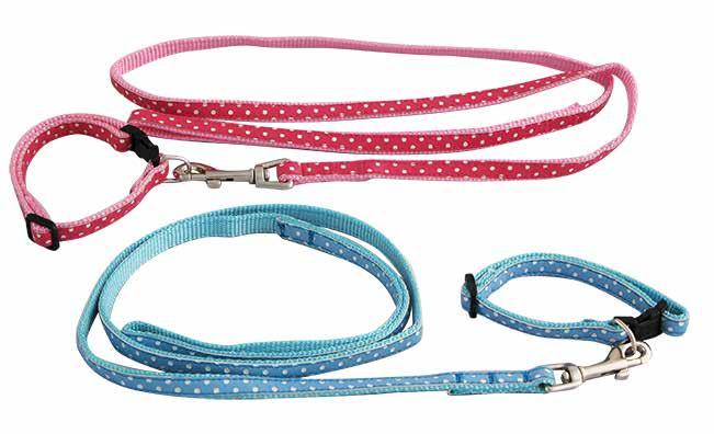 00 CR-R003P Spotted Puppy Collar & Matching Lead -
