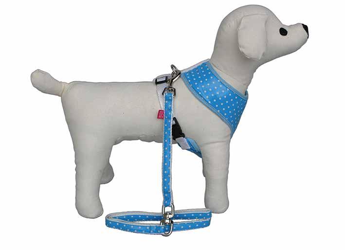 CR-R013B Spotted Puppy Harness & Swivel Lead - Blue $10.
