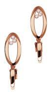 Happy Diamond pendant earrings modelled in rose gold, suspending an oval glazed panel with three loose diamonds, to post and clip fittings, signed Chopard, numbered 849092-5001 6342807,