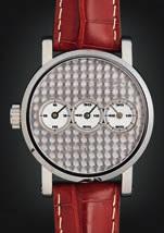 38 Lyon & Turnbull 94 OTIUM - A gentleman s steel cased wrist watch Trigulateur model, polished steel case, machined plate with three horizontal dials for hours, minutes and seconds, open rear