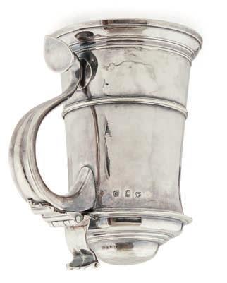 Jewellery, Silver & Watches Wednesday, 22nd February, 2017 George III lidded tankard John Robinson II, London 1762, of conventional cylindrical form, the hinged cover with scroll thumb piece,