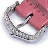 pavé-set diamond bezel and curved diamond-set grid, crown set with a diamond, back secured by six screws,