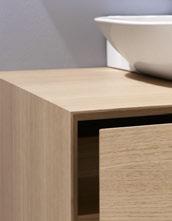 Narrow, tapered edges provide perfectly shaped storage space in the bathroom which harmonises immaculately with