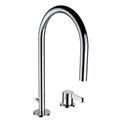 KARTELL BY LAUFEN Single lever basin mixer disc projection 110 mm, with / without pop-up waste, with storage tray disc, transparent crystal 3113310041111 / 3113310041101 Single lever basin mixer disc