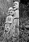 Each of the posts represents an ancestor of the family that occupied the house. This one depicts a chief of the family's ancestral village at Long Beach.