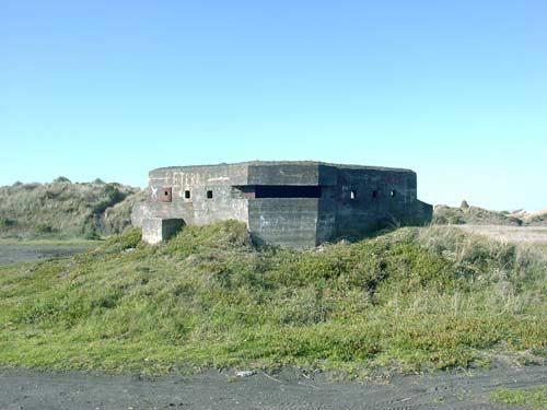 Pillbox in clearing at end of