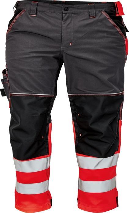 Reinforced knee pockets with openings for insert knee pads. Possibility for extra length of 5 cm. Backside of the leg reinforced Decorative stitches and details in signal colours.