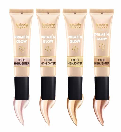 New PRIMERS 01 Pink Frost 02 Luminous Nude 03 Gold Flash 04 Sunset Bronze PRIME N GLOW LIQUID HIGHLIGHTER A touch of Isabelle Dupont liquid highlighter gives the skin a hint of a neutral