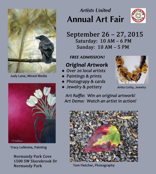 Susan will present a program on fine art appraisal and conservation. Member News Shannan Folino won first place for watercolor in the Tukwila Art Show.