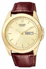 QUARTZ BF0582-01P BF0582-01P Gents Citizen Quartz round gold tone stainless steel case and brown leather strap.